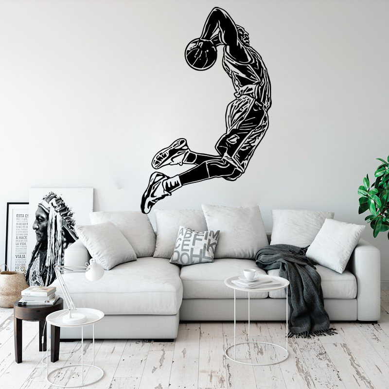 Home Gym Wallpaper - ملصقات جدارية للاعب كرة السلة للقفز