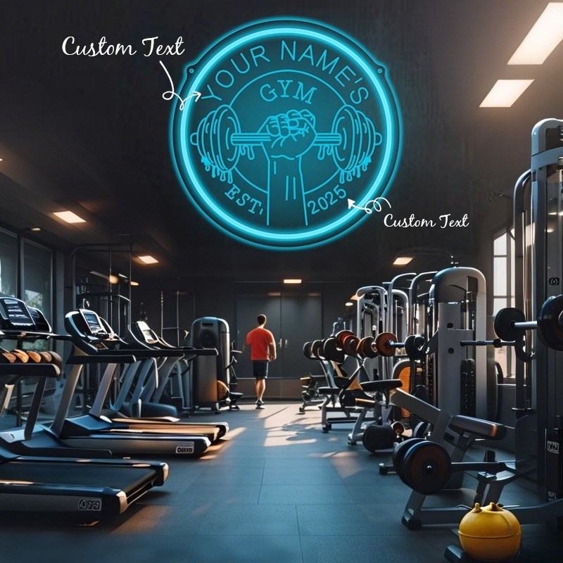 Home Gym Interior Design - مخصص LED رياضة النيون تسجيل الحديد